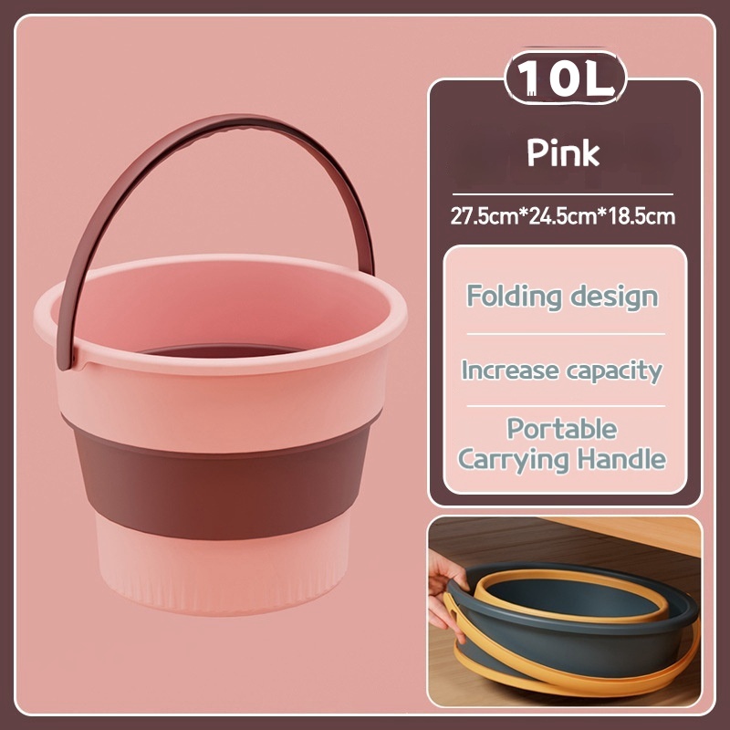 5/10L/17L Portable Folding Bucket for Washing Outdoor Foldable Basin Silicone Water Bucket Camping Space Saving Car Wash Buckets: Khaki
