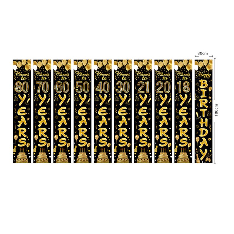 Happy Birthday Door Curtain 30 Birthday Party Decorations Anniversary Party Adult 30 40 50 60 70 80 Year Birthday Couplet Flag