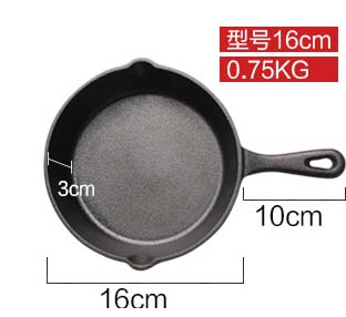 Olla de hierro fundido para sopa, de fondo plano, sin recubrimiento, sartén antiadherente, utensilios de cocina para sopa: 16CM