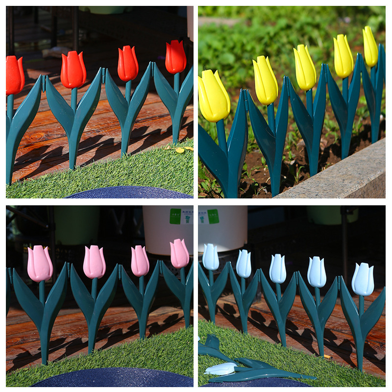 Simulation de fleur de tulipe, clôture en plastique, clôture de jardin, décoration de pelouse, paysage, décorations de cour extérieure