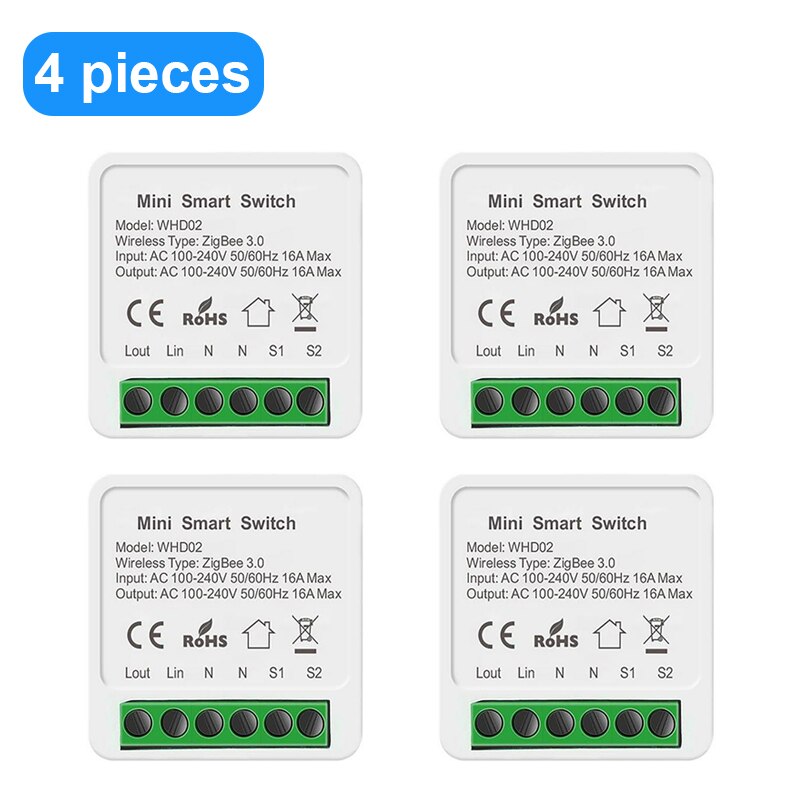 Tuya zigbee switch modul smart home 16a 100-240v arbejde med alexa google home yandex alice stemme / fjernbetjening timing switches: 4 stykker
