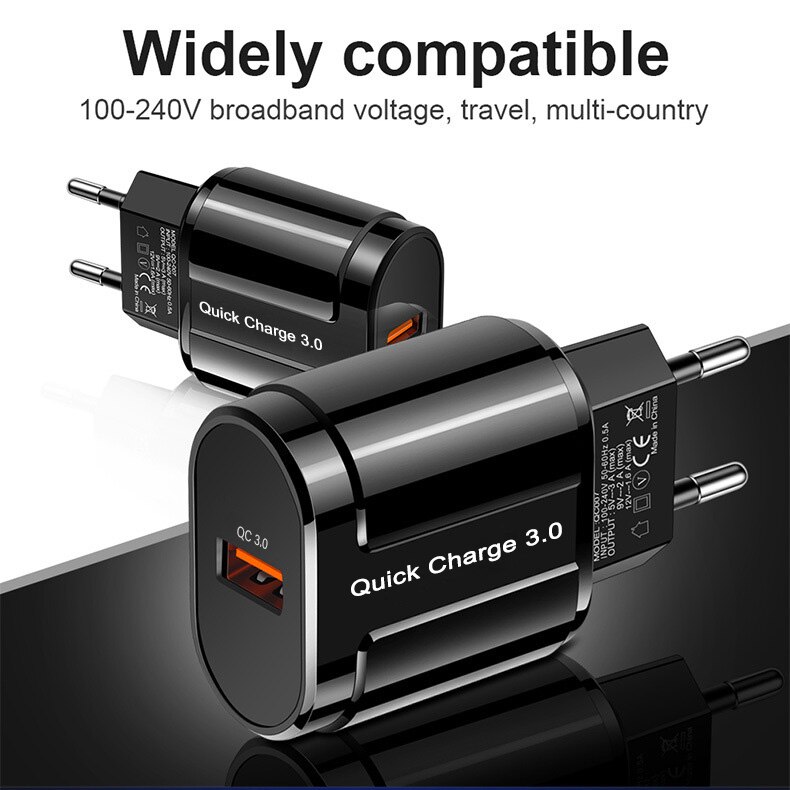 Quick Charger QC3.0 USB Charger EU US Plug Wall Mobile Phone Charger Adapter for IPhone 11 XS MAX Fast Charging for Samsung