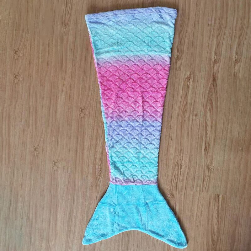 Blauw En Roze Mermaid Deken Schoonheid Vissenstaart Mermaid Dekens Voor Baby Kids Super Zacht Koraal Fleece Wearable Worp Deken: Color 2