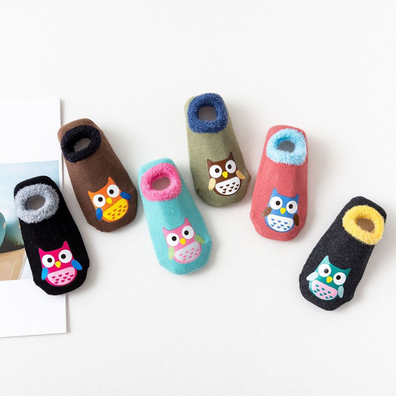 Autumn Winter Baby Socks Casual Children\'s Cute Cartoon Owl Non-Slip Cotton Floor Socks Kids Slippers