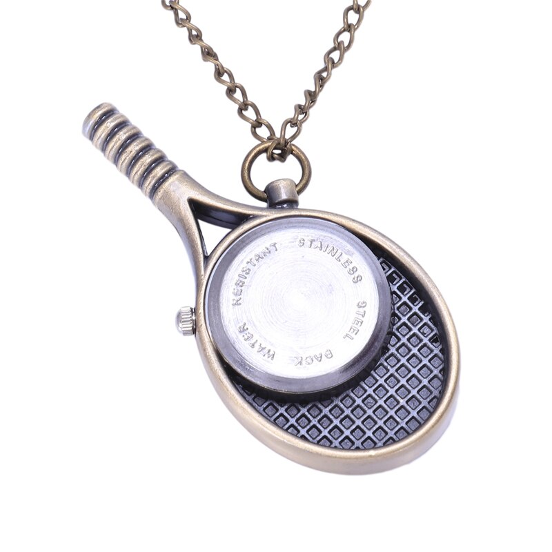 Reloj de bolsillo de cuarzo con raqueta de tenis de búho Vintage para mujer