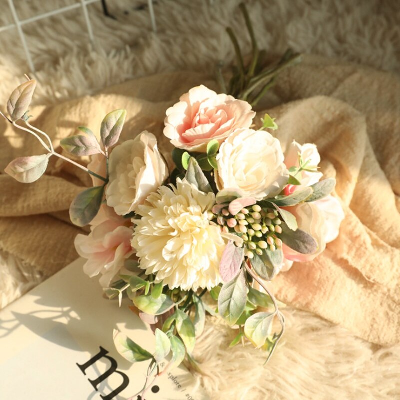 1 bundt kugle krysantemum pæon buket kunstige blomster boligindretning bryllup gør-det-selv jul stue bonsai møbler: 1