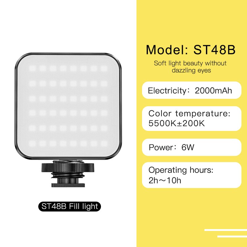 Mini Warm Cold Fill Light Live Led Light Tripod For Video Photographic Lighting Photography Vlog Photo Living Selfie 2000Ahm: ST48B