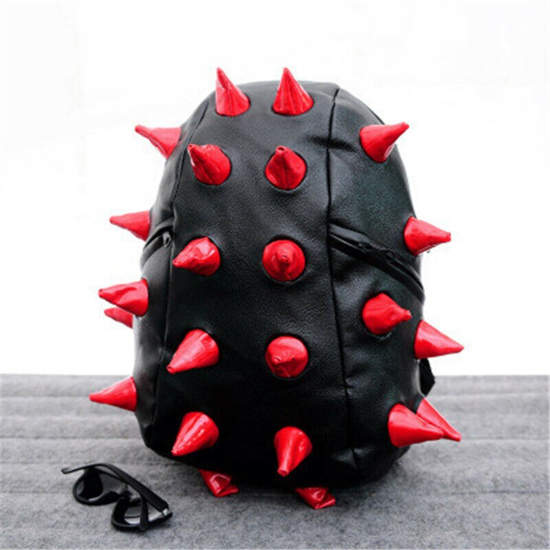 Boy Girl Hedgehog Spike Backpacks Spiky Punk Shoulder Bags School Bookbags: Red / M