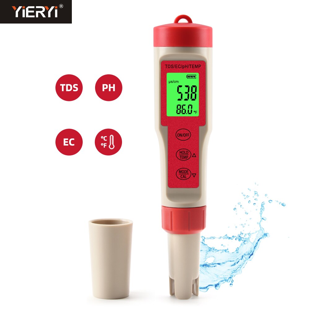 Digital TDS EC Temp PH Meter Water Tester Monitor High Accuracy Measurement with ATC for Aquarium Pool Drinking Water