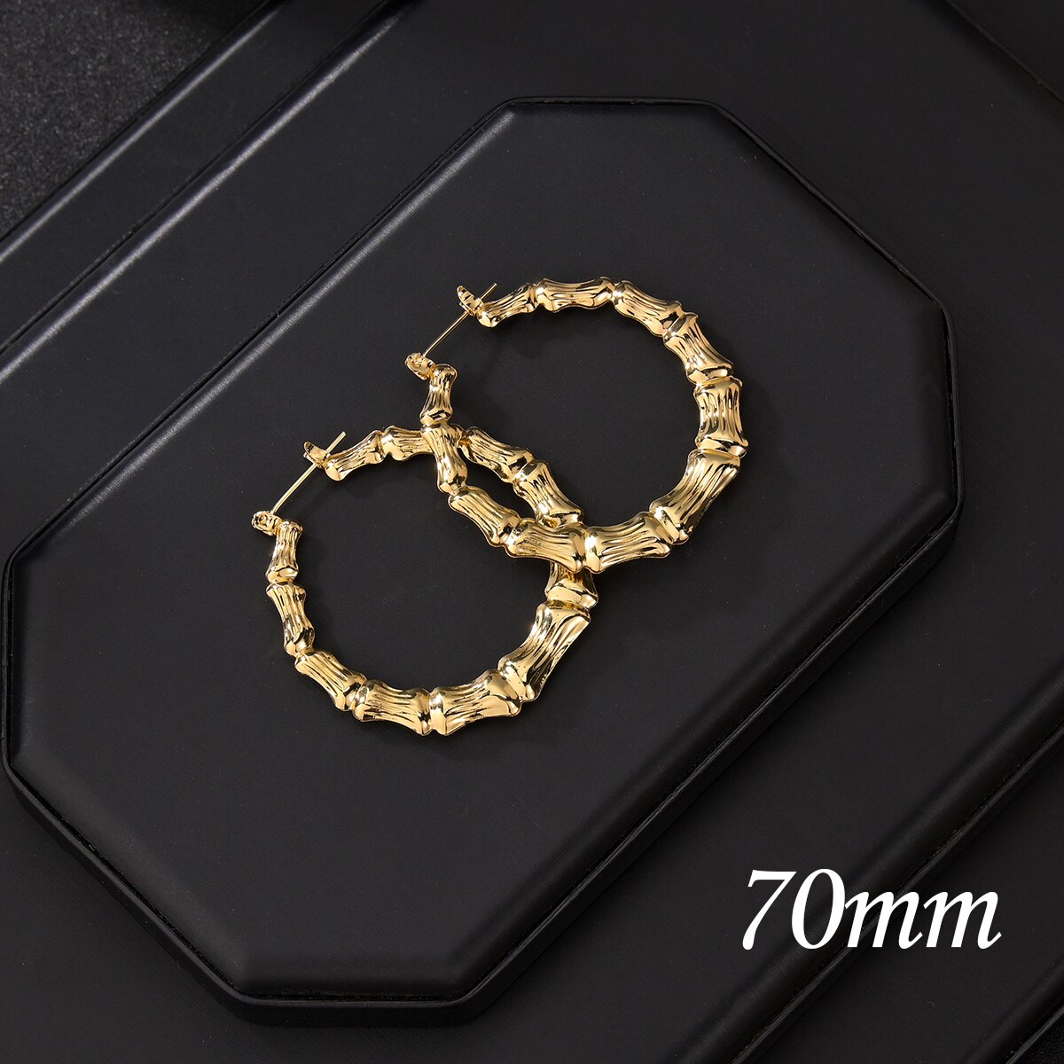 Uzone Punk Grote Holle Ronde Hoop Earring Gold Kleur Lichtmetalen Metalen Liefde Bamboe Oorbellen Hiphop Sieraden Voor Vrouwen Verjaardag: 70mm