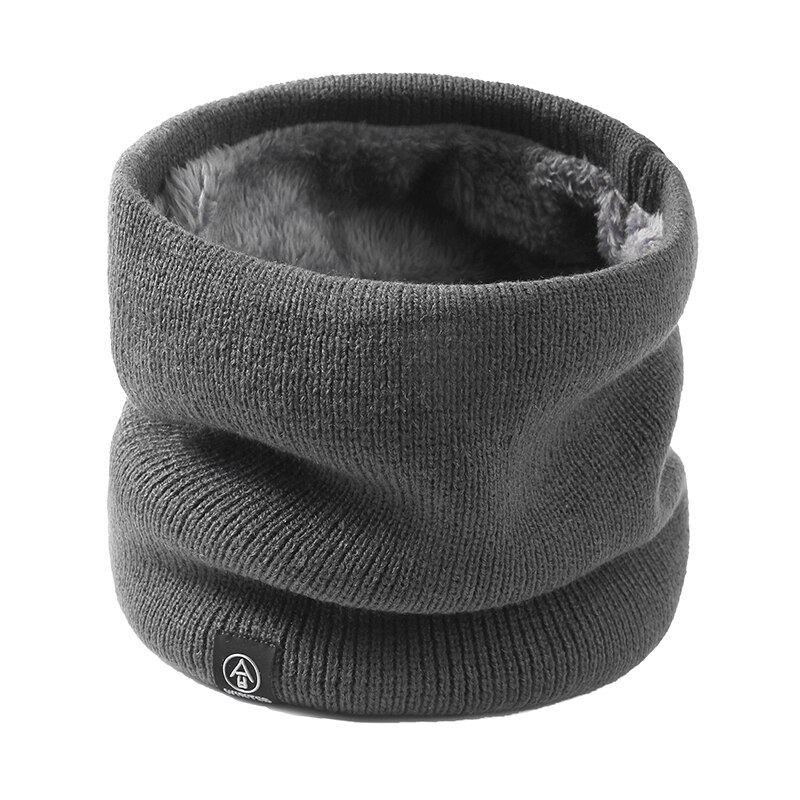 Female Winter Warm Scarf Solid Chunky Cable Knit cotton Snood Infinity Neck Warmer Cowl Collar Circle Scarf Women Men: Gray