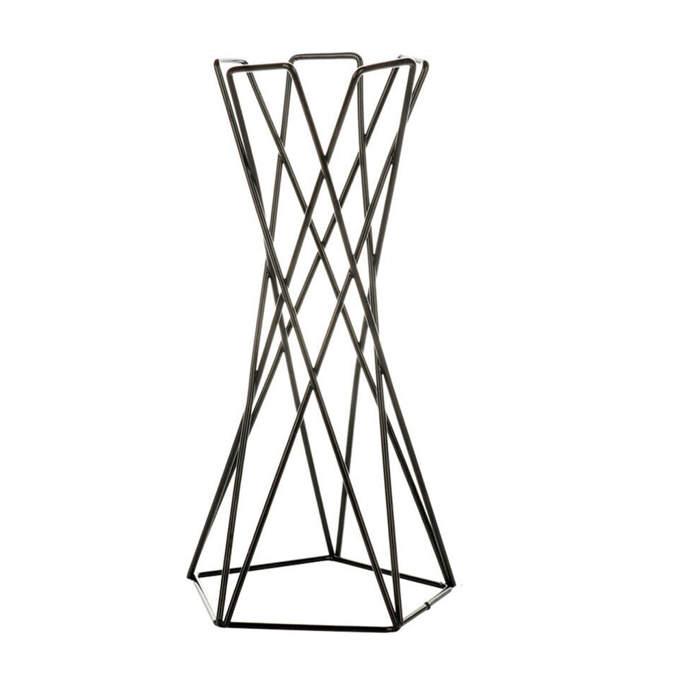 Rustieke Onregelmatige Bloem Plant Pot Houder Geometrische Metalen Rek Lucht Planten Houder Rack Tuin Display Decoratie: Black