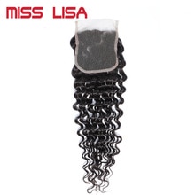 MISS LISA Kinky Curly 4X4 Lace Closure Free/Middle/Three Part Swiss Lace Medium Brown Color Closures Non-Remy Peruvian Hair