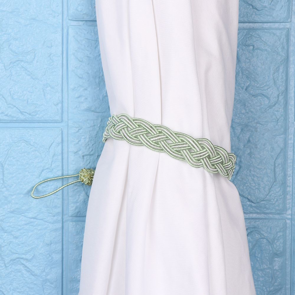 2PCS Braided Satin Rope Curtain Tie Backs Tiebacks Holdbacks Curtain Voile Strap