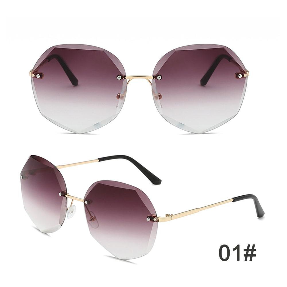 Women Polygon Rimless Sunglasses Metal Anti Ultraviolet Marine Film Sunglasses: 01