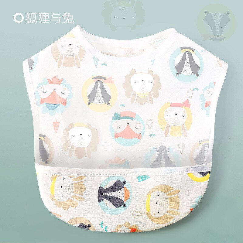 Cotton Baby Bibs EVA Waterproof Lunch Feeding Bibs Baby Cartoon Feeding Cloth Children Baby Apron Babador Bandana: Animal