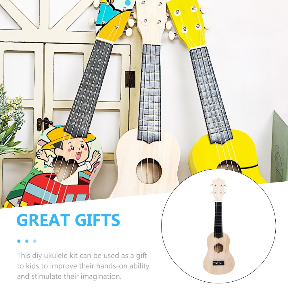 1 Set DIY Ukulele Kit DIY Ukulele Making Kit Kids Hand-painted Ukulele Model