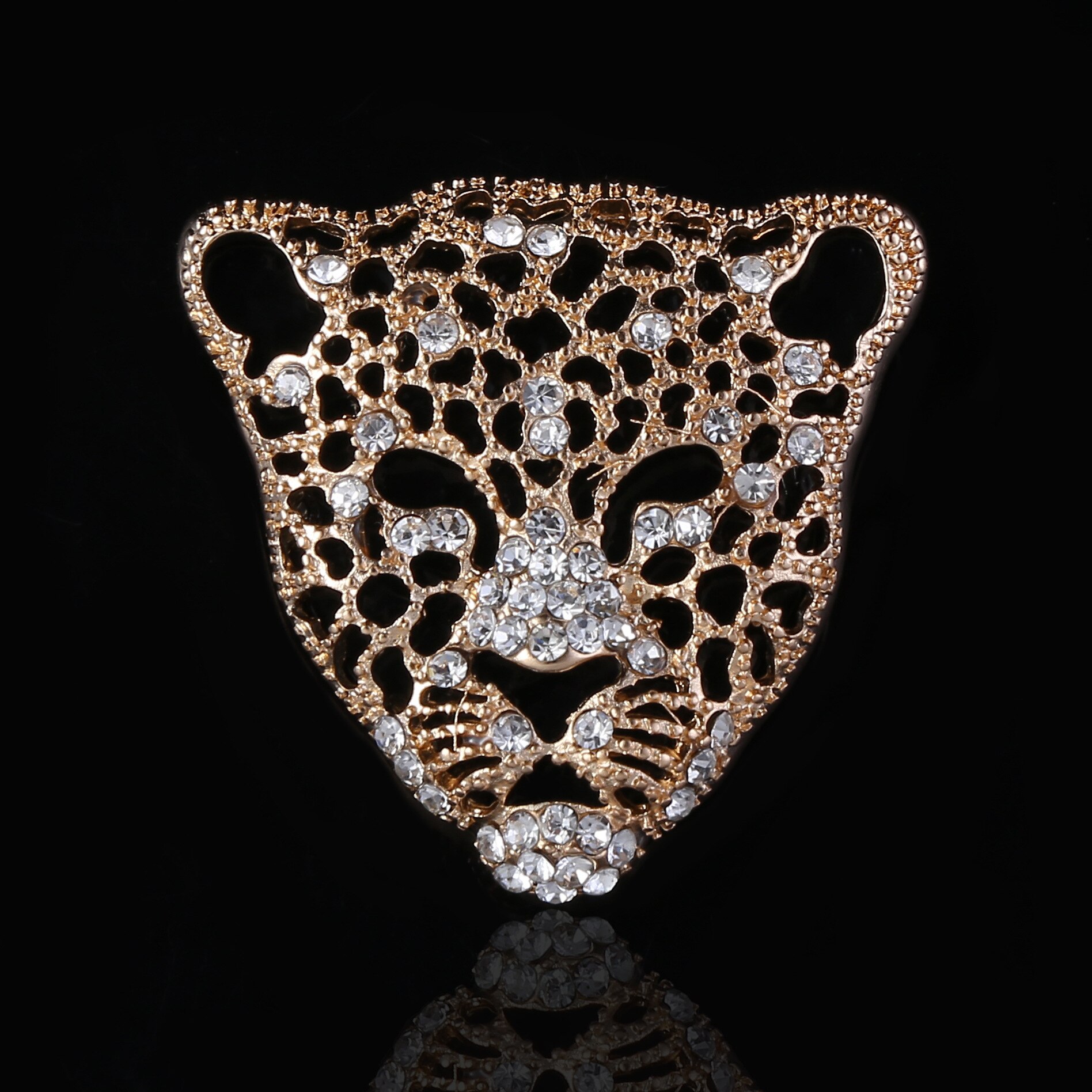 Charm Rhinestone Retro Hollow Leopard Head Broches Voor Man Mode-sieraden Luxe Mannelijke Ornamenten: Golden