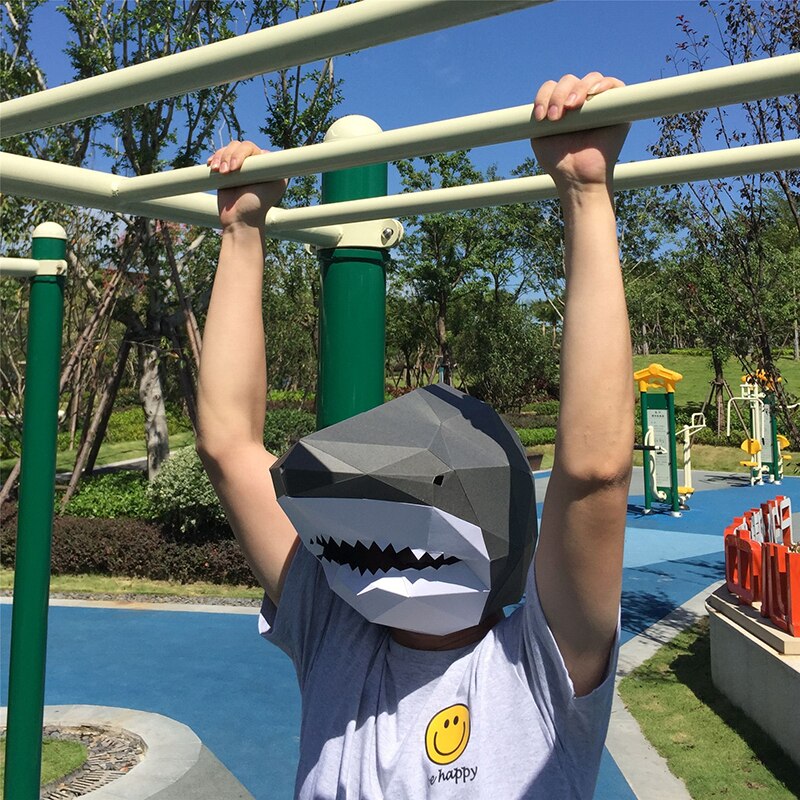 Handmade Three-Dimensional Paper Mold DIY Shark Mask Headgear Men's Fancy Dress Ball Party Halloween Photography Props