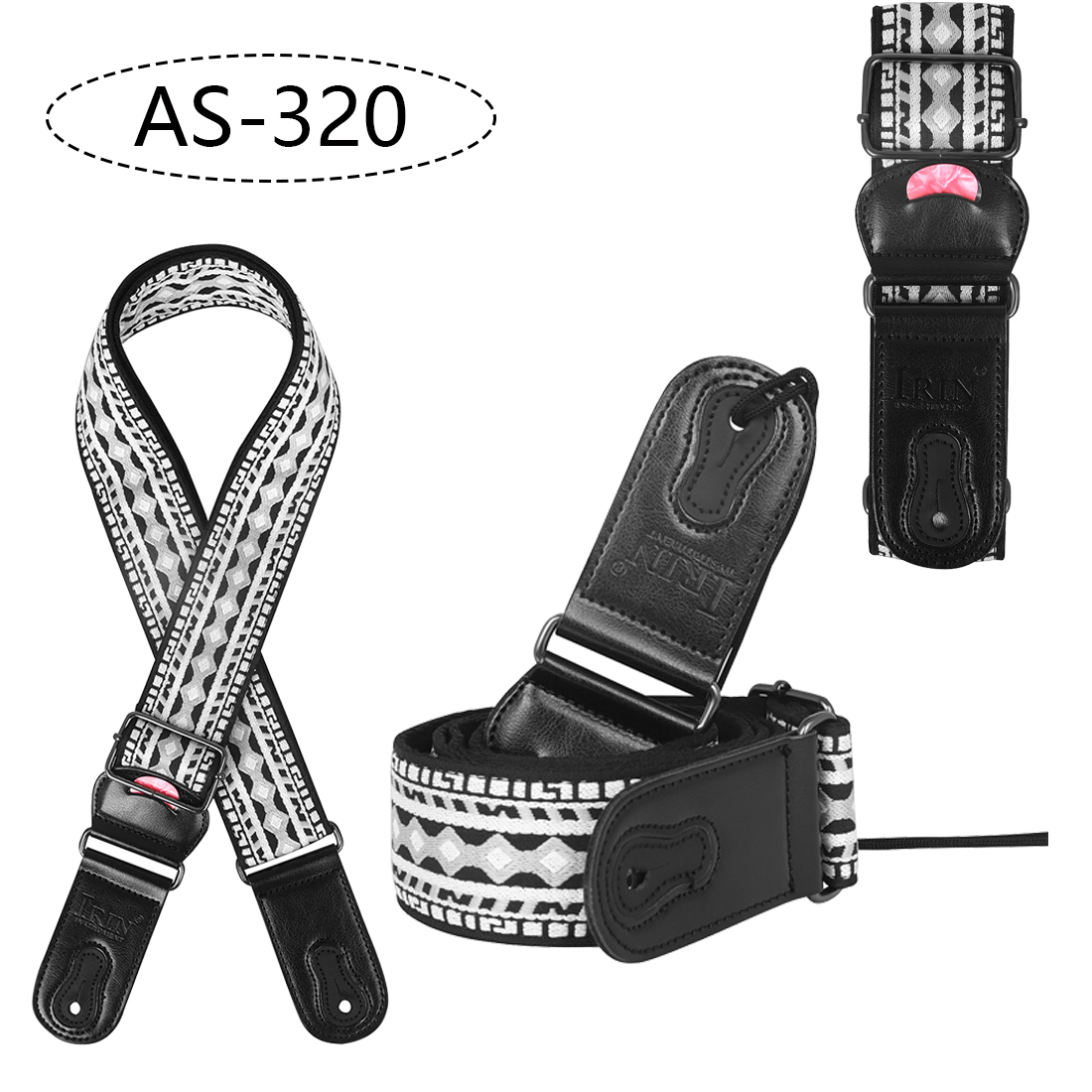 Correa de guitarra para bajo, correas bordadas de cuero y algodón, correa ajustable para el cuello con selección, accesorios para bajo y guitarra acústica eléctrica: Bronceado