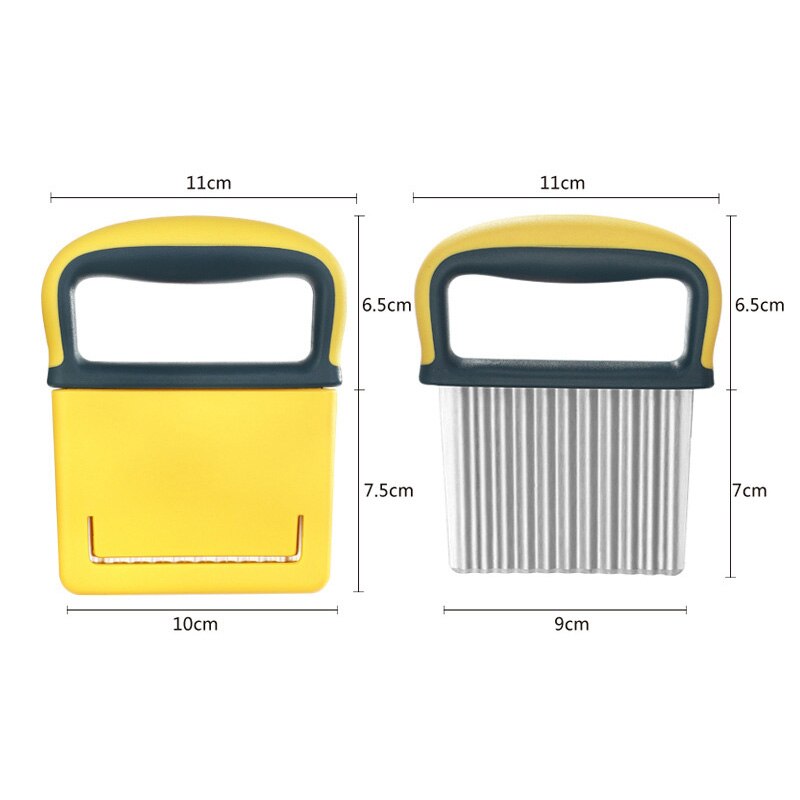 Stainless Steel Potato Wavy Edged Knife French Fry Slicer Potato Crinkle Cutter withProtective Case Fruit Vegetable Wavy Chopper: yellow