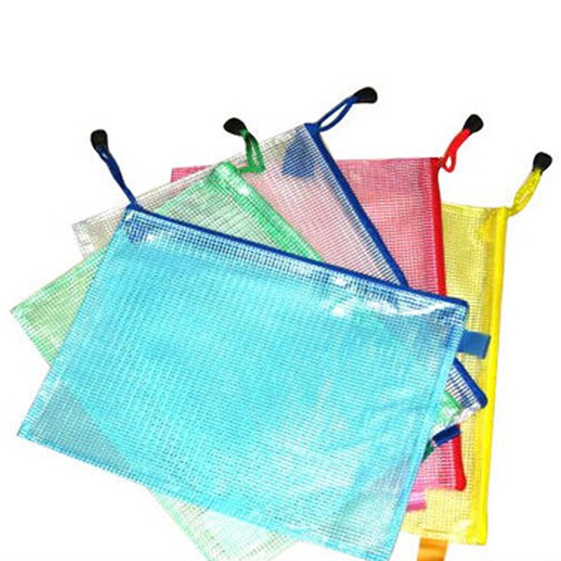 10 pcs/lot Gridding Waterproof Zip Bag Document Pen Filing Products Pocket Folder Office & School Supplies