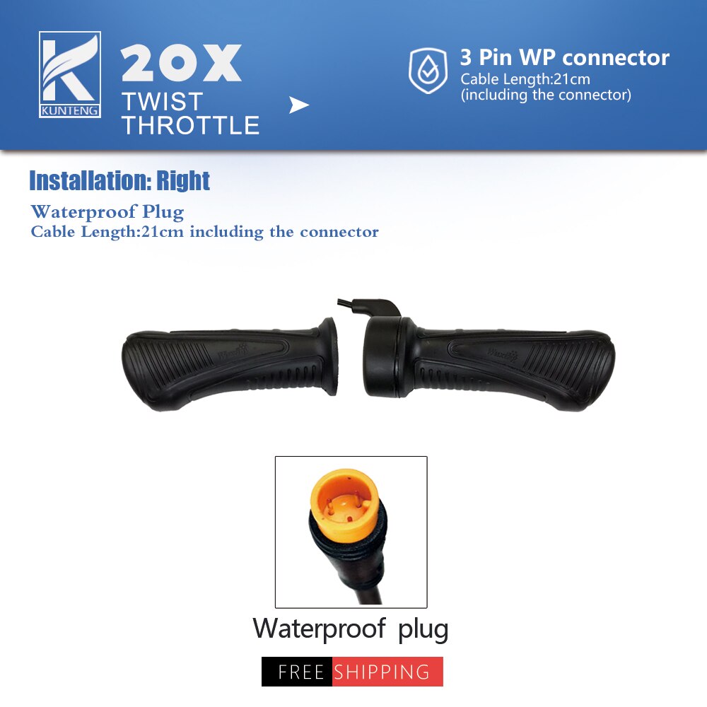 Electric Bicycle Thumb Throttle Lef/Right Side 24V-72V e-Bike Whole Throttle Half Twist Throttle Handle For Ebike Conversion Kit: 20X Whole Twist WP