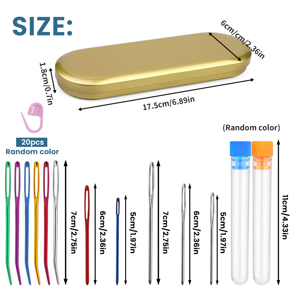 KRABALL Large Eye Blunt Yarn Needle Set Bent Tip Tapestry Needles for Yarn Hand Sewing and Knitting Crochet Tools Accessories