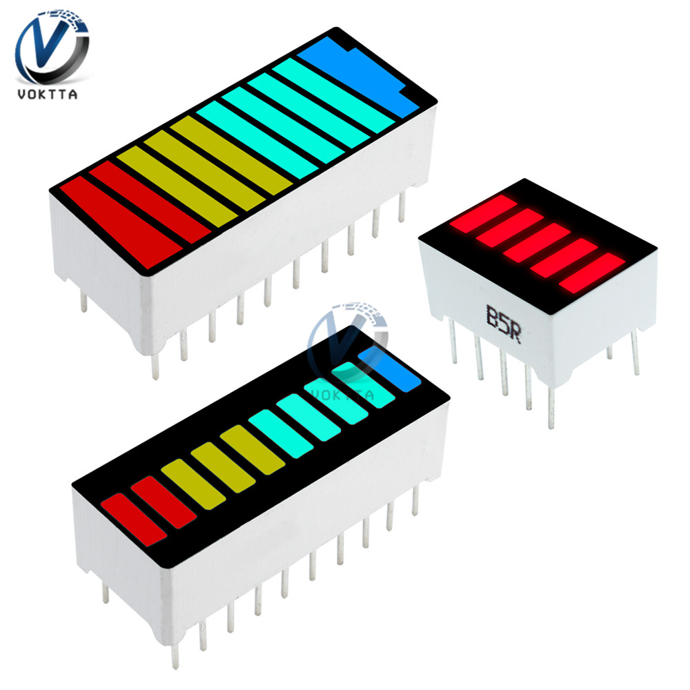 10 segment led bar lys display rød gul grøn blå 5 segment rød led display 4 farve led batteri kapacitet display modul