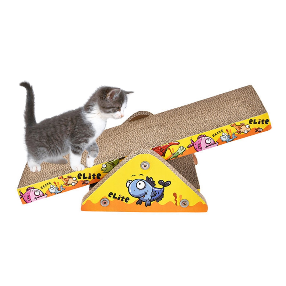 Cat Scratch Board Corrugated Paper Funny Cat Toy Teeterboard Seesaw Scratcher Claws Care Board Cat Scratch Sleeping Playing Mat