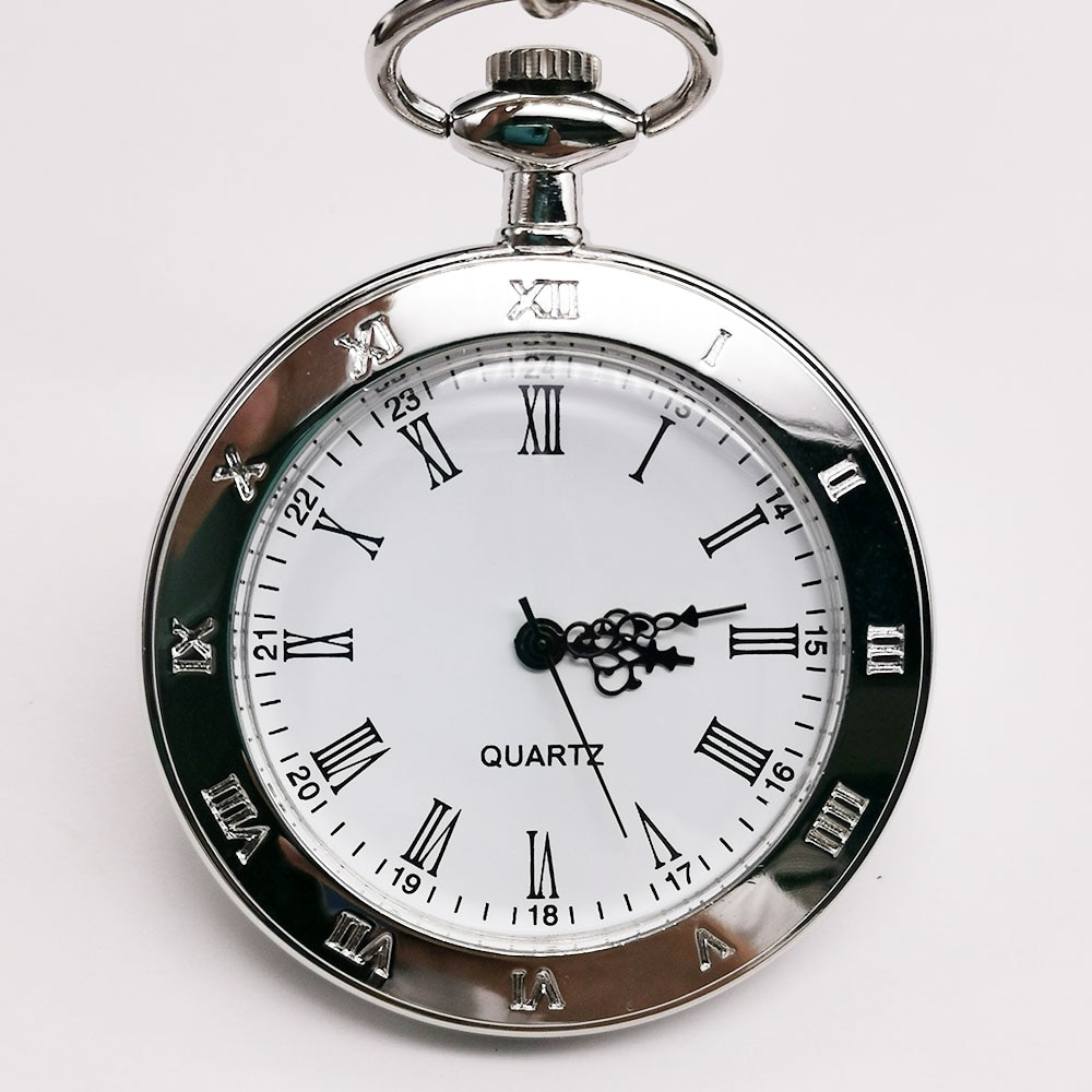 Mannen Vrouwen Vintage Pocket Horloges Romeinse Cijfers Ketting met Fob Chain Best CF1015