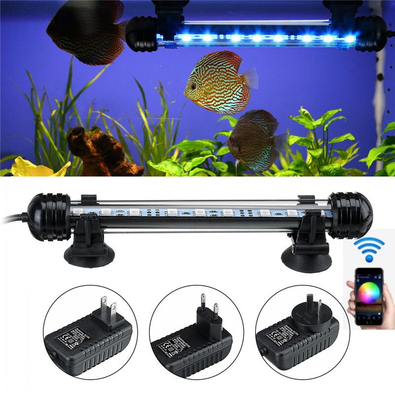 18cm 28cm 38cm 48cm Aquarium Fish Tank RGB LED Light LampBar Waterproof Light Lamp bluetooth APP Control Submersible Decor Lamp