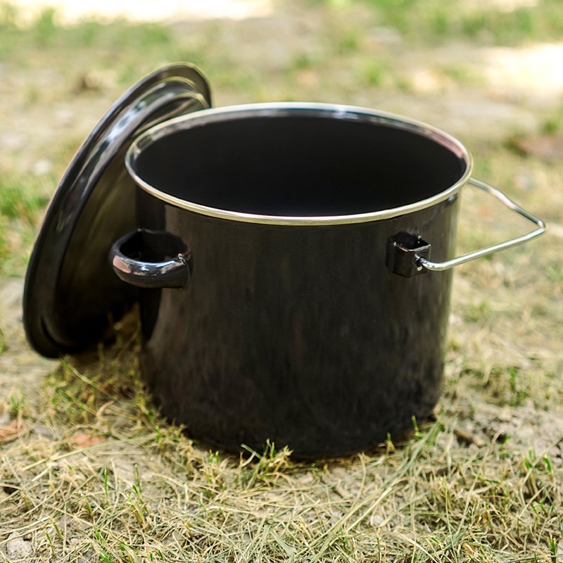 Enamel picnic stew pot, multifunctional picnic barrel, outdoor open fire heating
