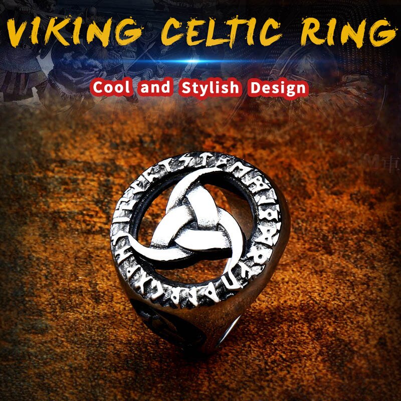 BEIER 316L Stainless Steel Viking Rune Talisman Men Ring Europe Jewelry LLBR8-616R