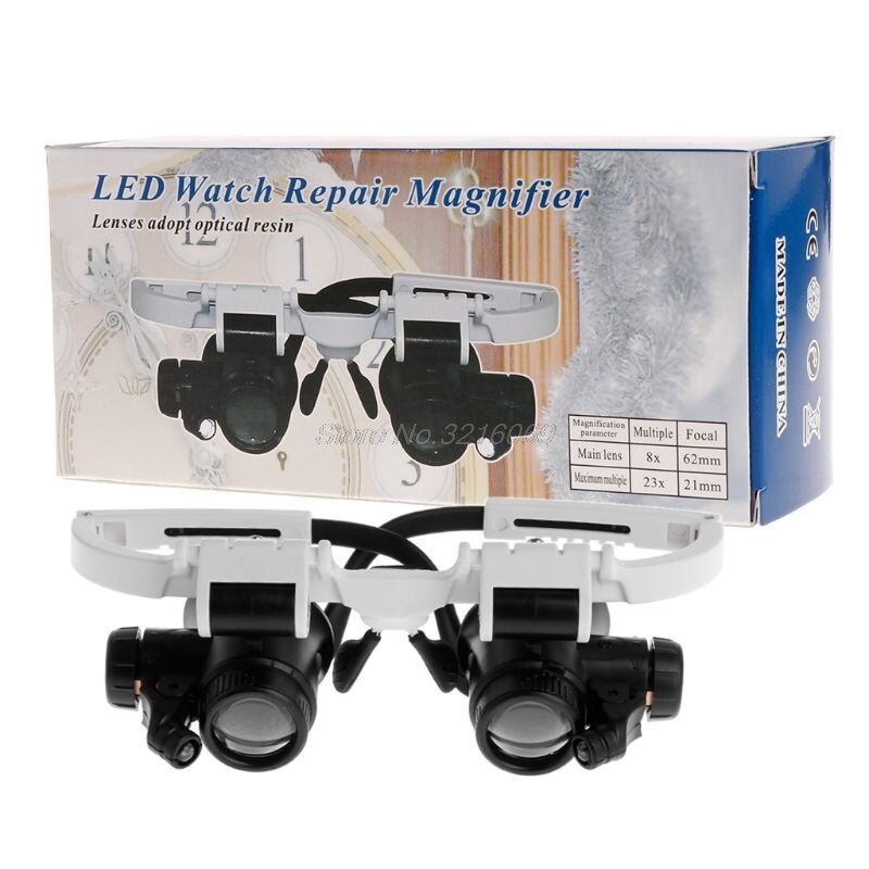 Hoofdband Bril Vergrootglas Vergrootglas Met Led-verlichting 8X 15X 23X Verlicht Vergrootglas Loupe Horloge Reparatie Lamp