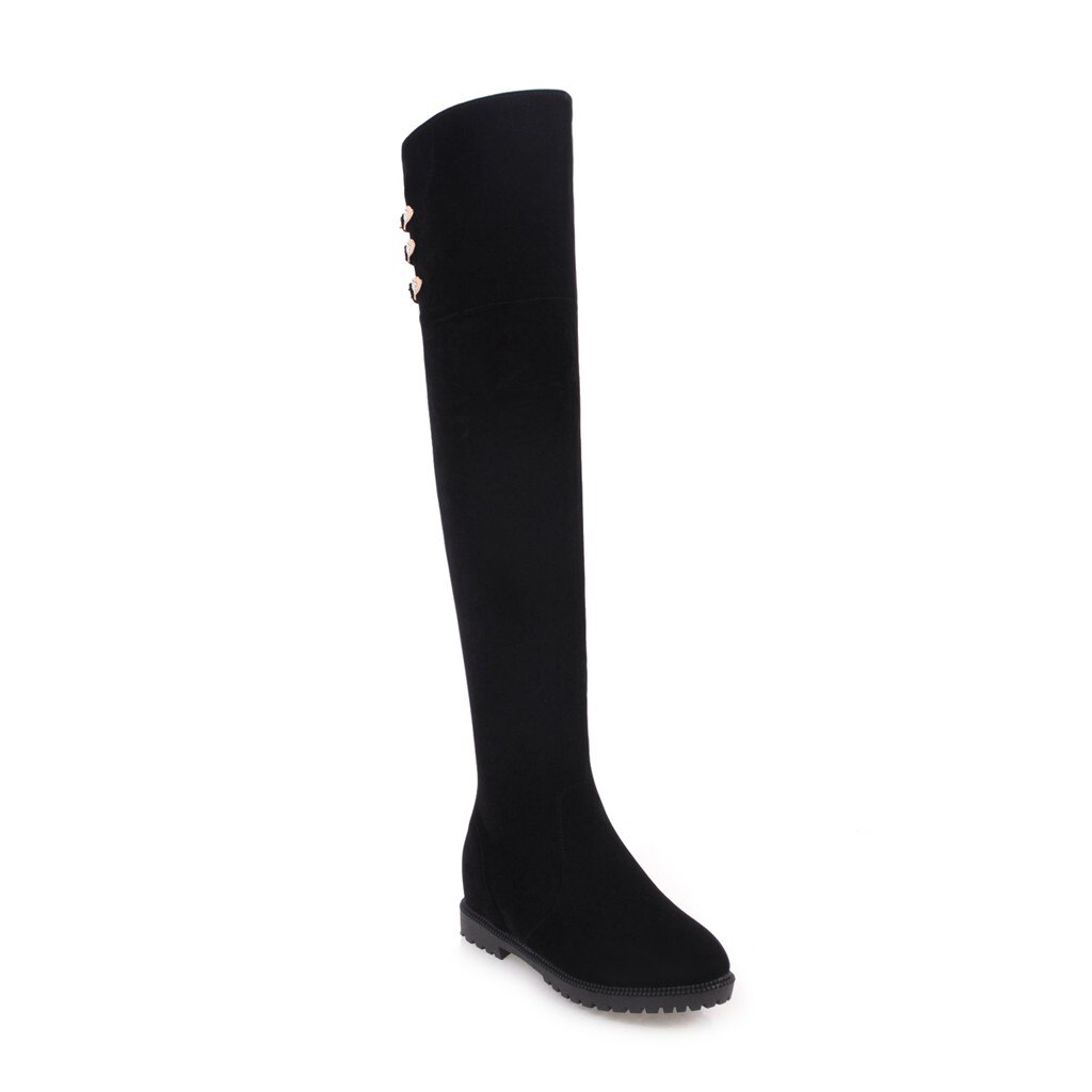 MBR FORCE automne et hiver en cuir PU sur le genou bottes classique simple noir plat femmes bottes: 11