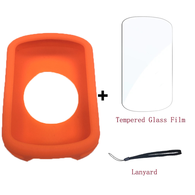 Funda Garmin Edge 540 840 con película de vidrio templado nueva funda de silicona y Protector de pantalla para ordenador GPS Garmin Edge 540 Edge 840: Naranja