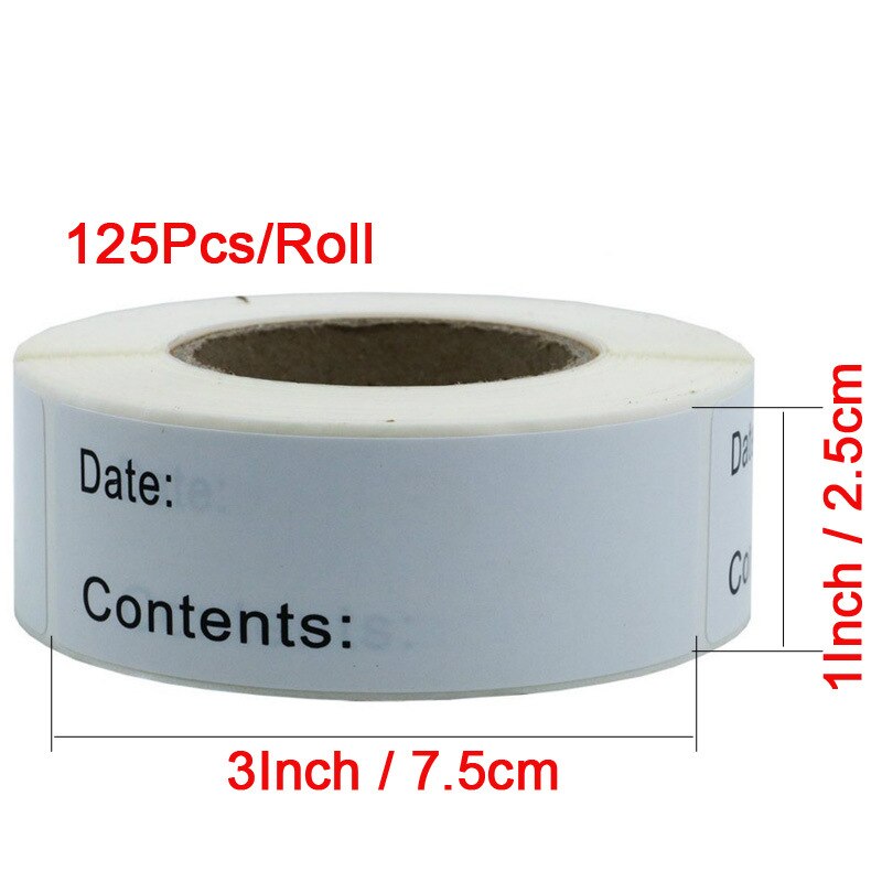 1 rol zelfklevende verwijderbare vriezer koelkast voedselopslag papieren stickerlabels witte datumstickers voor thuisopslagtags: WHITE