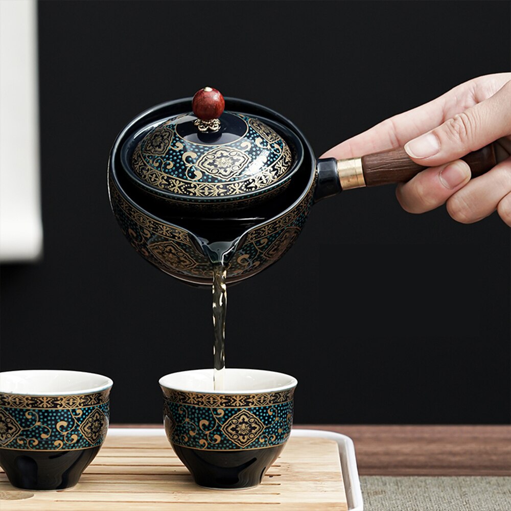 Bloemen Prachtige Steen Slijpen Vorm Thee Set Handgemaakte Thee Pot Cup Set Chinese Theeceremonie Gungfu Tea Cup Theewaar unieke