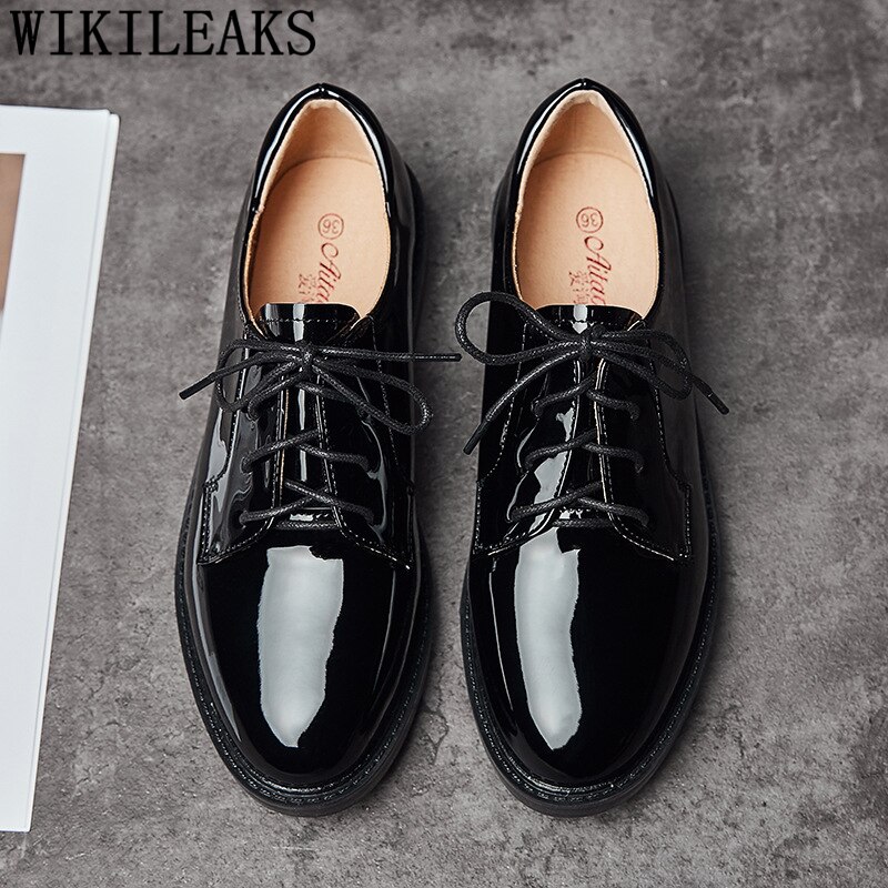 Koreanska skor lackskor dam damskor zapatos oxford mujer sapato feminino couro soulier femme