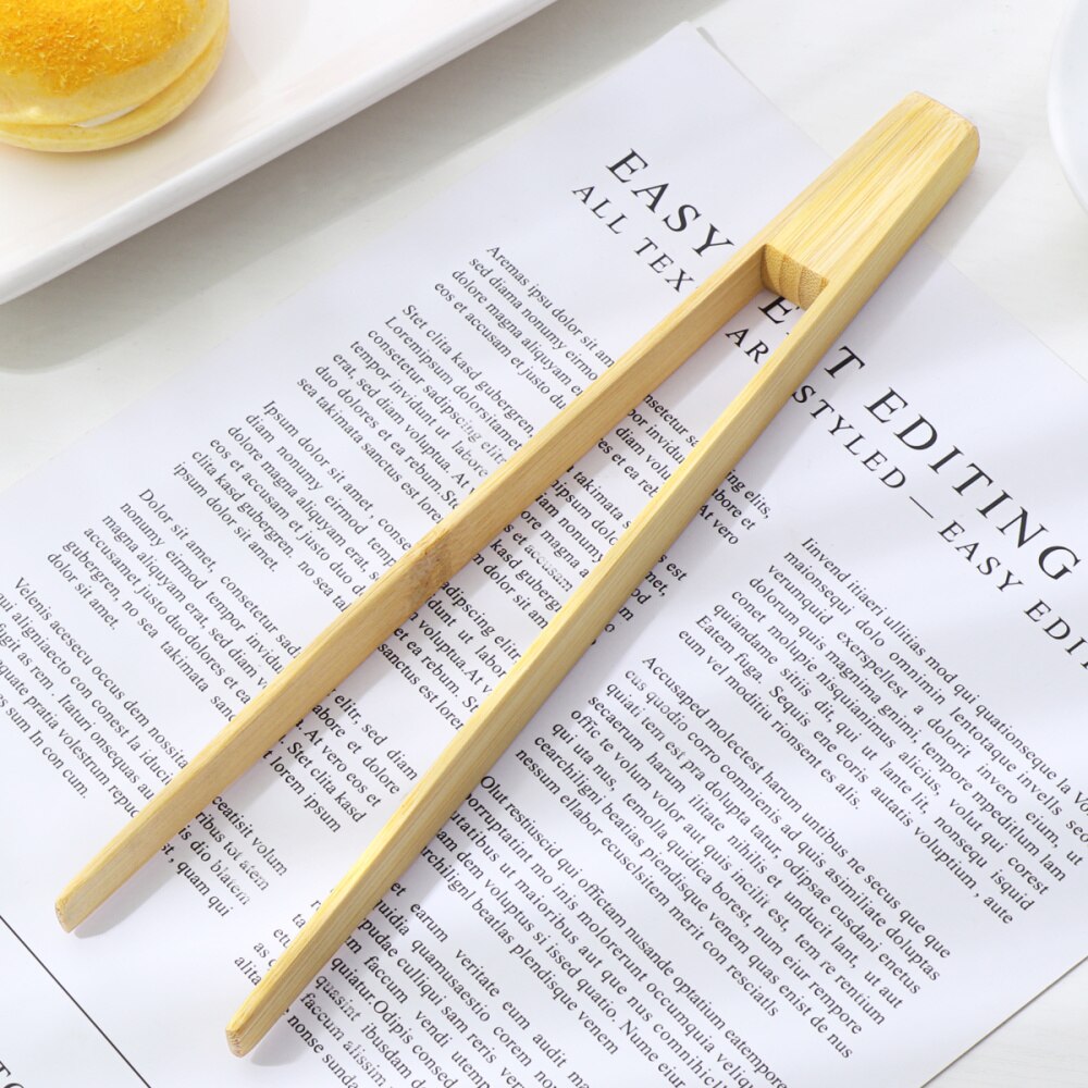 OUNONA Bamboo Toaster Kitchen Tongs Long Easy Grip Toaster Serving Tongs for Cooking Toast Bread Barbecue Grilling Baking Frying