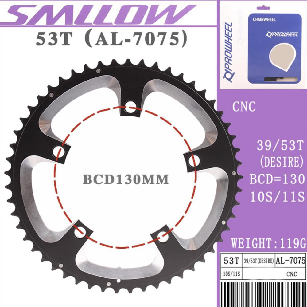 Prowheel Road Bike Chainwheel 8/9/10/11 Speed 53/50/39/34T BCD 110/130mm Bike Chainring Steel Aluminum Alloy Bike Accessories: 53T AL7075DE