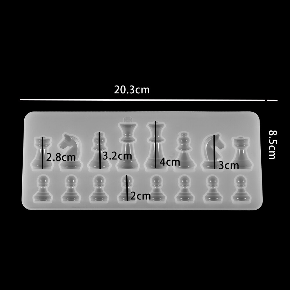 1 conjuntos 3d internacional xadrez resina epóxi moldes peças de xadrez moldes resina uv silicone para diy jóias fazendo suprimentos feitos à mão