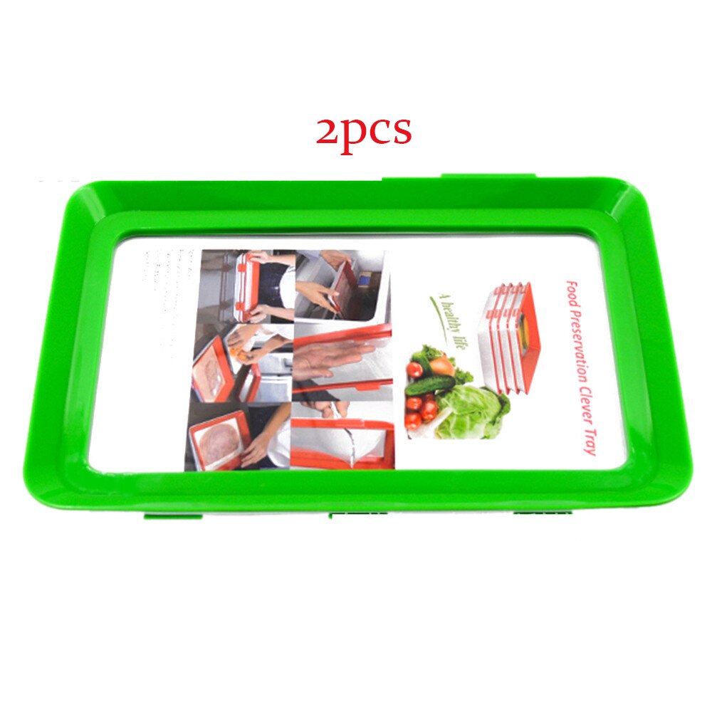 Food Preservation Tray Stackable Food Fresh Tray Magic Elastic Fresh Tray Reusable Food Storage Container 4 Colors To Choose: green 2pcs