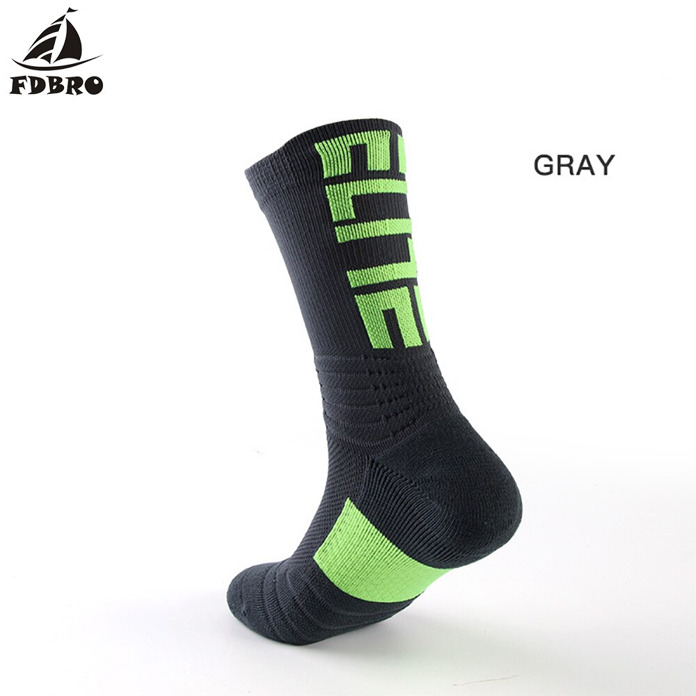 FDBRO, calcetín de deporte de Ciclismo de verano para hombre, calcetines deportivos para baloncesto, tendencia negra para hombre, amortiguación larga para senderismo, atlético, novedad de: Gris