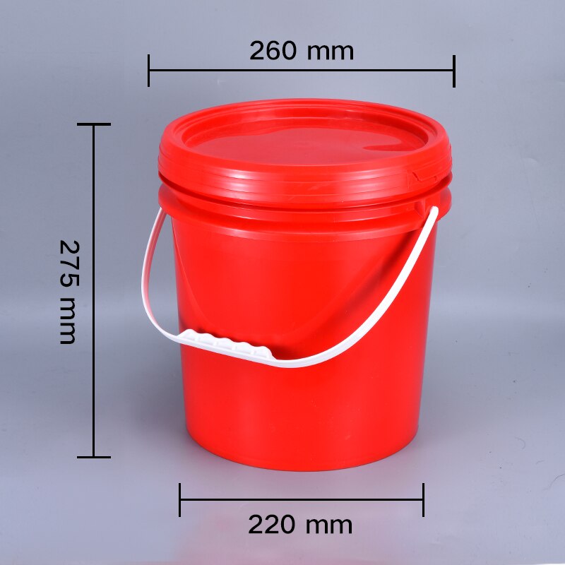 10L Food grade thicken Plastic Bucket for paint oil with Lid and handle Household storage container: Red