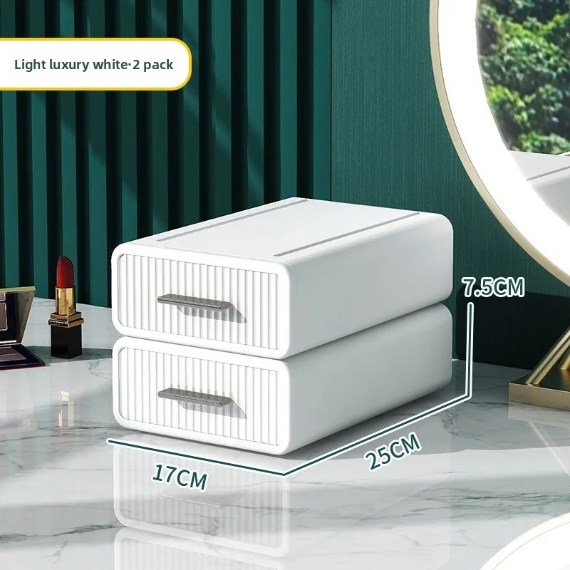 Desktop Organizer Drawer Style Storage Box Office Cosmetic Arrangement Student Desk Stationery Luxury Plastic Box: green