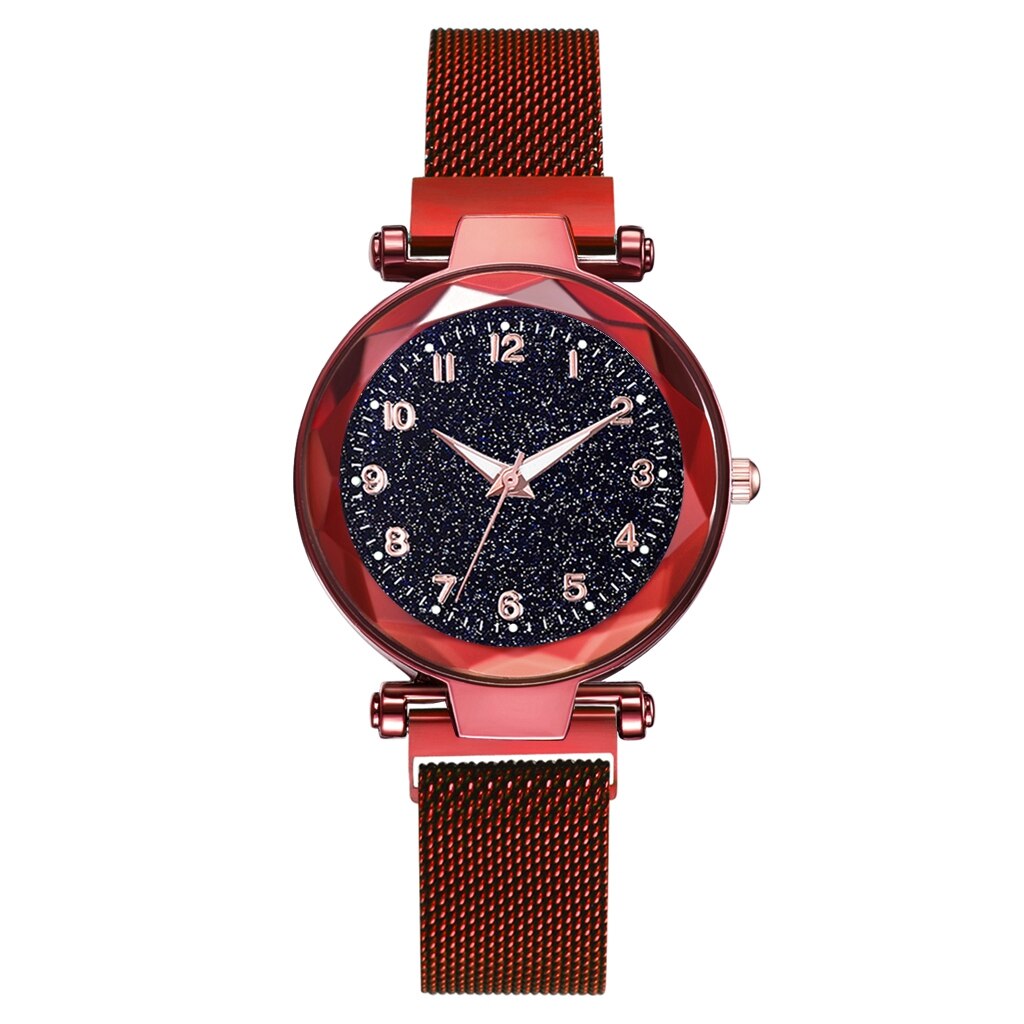 Ladies Magnetic Starry Sky Clock Luxury Women Watches Diamond Female Quartz Wristwatches Relogio Feminino Zegarek Damski: Red1