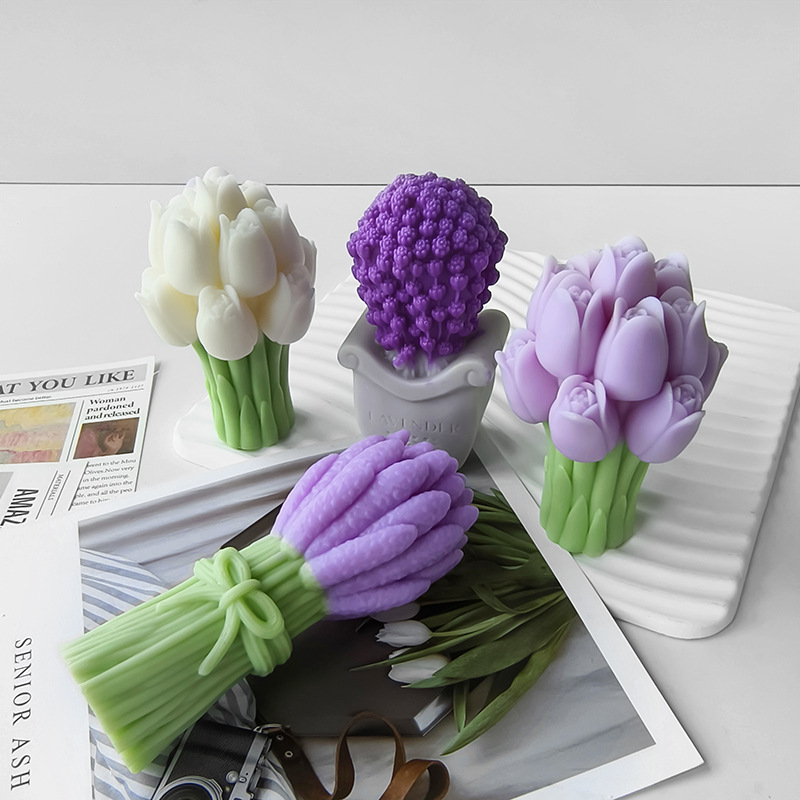 Moule à Bougie Bouquet De Fleurs 3D En Silicone – Idéal Saint-Valentin, Moule Bouquet Roses, Facile à Démouler Pour Bougies & Savons