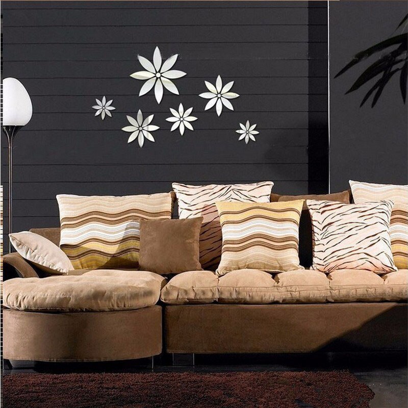 3D Acrylic Flower Mirror Wall Sticker Home Living Room Bedroom Wall Environmentally Beautiful Decorative Sticker